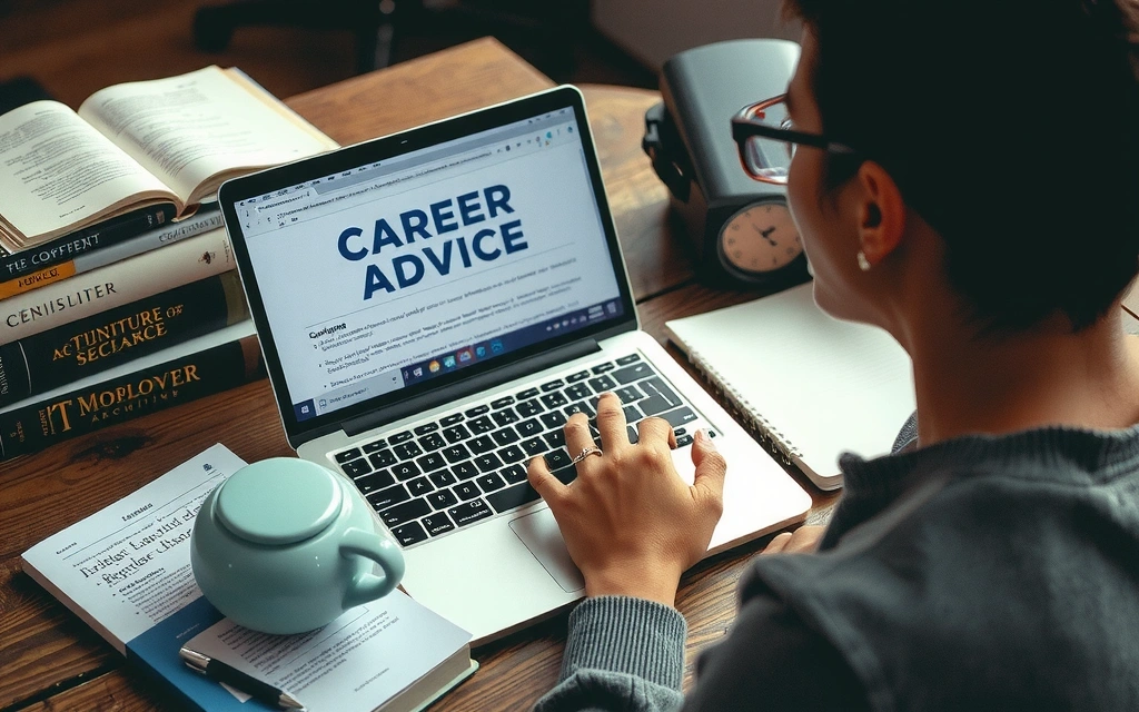 Person som studerer karriereråd på en laptop