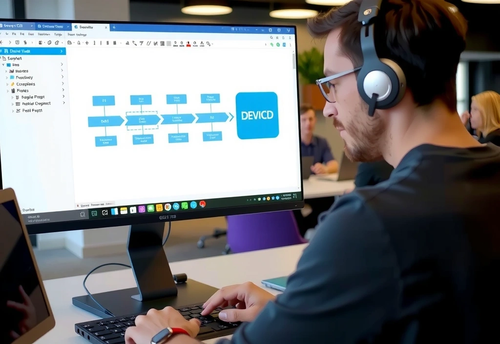 DevOps ingeniør som jobber med en CI/CD pipeline