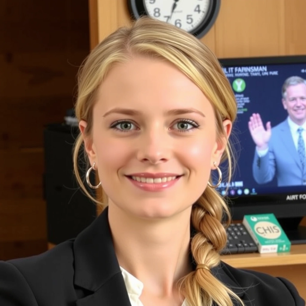 Portrett av Maria Knudsen, en ung, energisk kvinne med et profesjonelt smil.