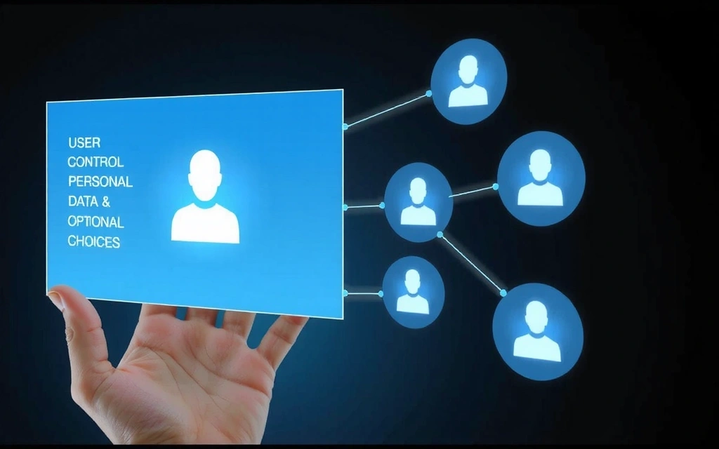 Person making a choice on a digital screen, symbolizing user rights