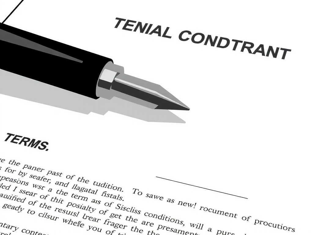 Digital illustration of a legal document with a pen, signing a contract, representing terms and conditions