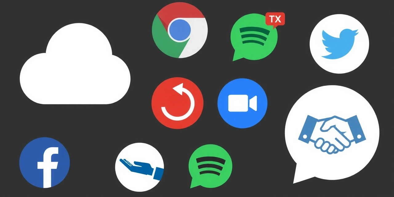 Diverse logoer for sosiale medier og tredjeparts tjenester